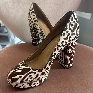 Calvin Klein Brown and Cream Animal Print Heels